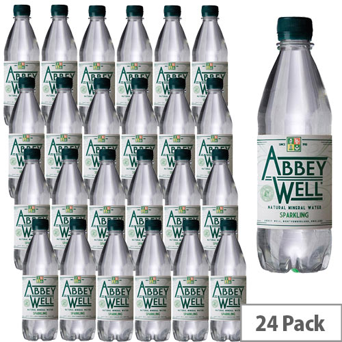 Abbey Well Natural Sparkling Mineral Water Bottled Plastic 500ml Pack 24