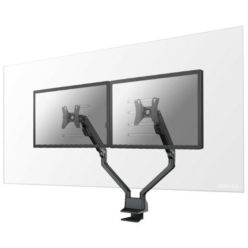 Neomounts by Newstar Safety Screens for 2 Monitors - Acrylic Clear Desk Mount for Two up to 27 Inches Monitors 100x100mm VESA Mount