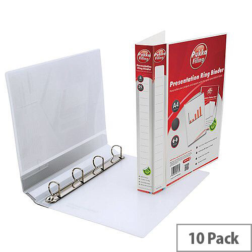 Pukka Presentation Ring Binder Polypropylene 4 D-Ring 25mm Size A4 Clear Ref 7130-PFL [Pack 10]