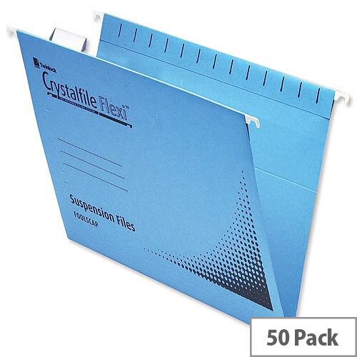 Rexel Crystalfile Flexifile Foolscap Suspension File Blue Pack 50