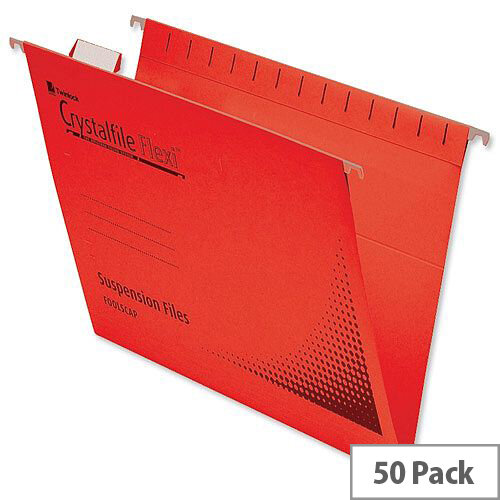 Rexel Crystalfile Flexifile Foolscap Suspension File Red Pack 50