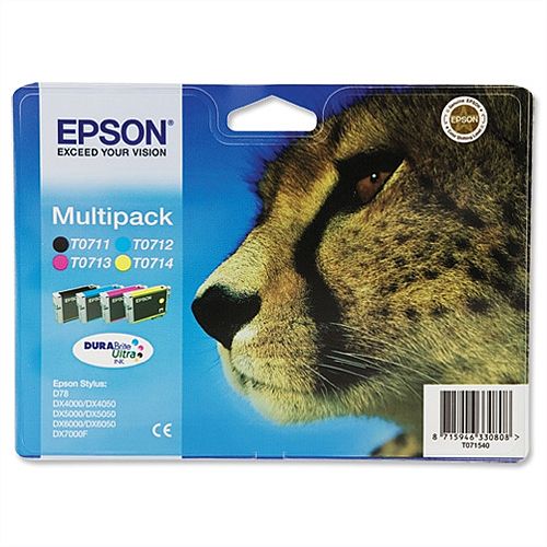 Epson T0715 4-Colour Ink Cartridges Multipack C13T07154010 C13T07154012 Epson T0715 4-Colour Ink Cartridges Multipack C13T07154010 C13T07154012