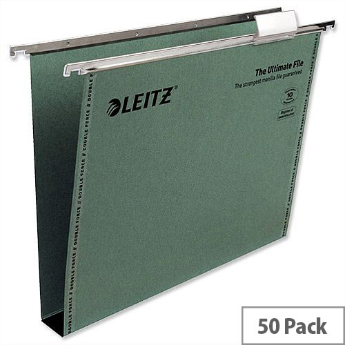 Leitz Ultimate A4 Suspension File Recycled with Tabs Inserts 30mm Green 17430055 Pack 50