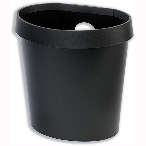 Avery DR500 Waste Bin with Rim Flat Back 18 Litres Black DR500BLK Avery DR500 Waste Bin with Rim Flat Back 18 Litres Black DR500BLK