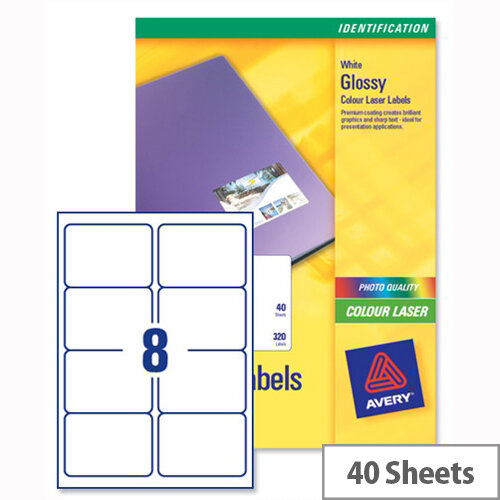 Avery L7765-40 Address Labels Colour Laser 8 per Sheet 99.1x67.7mm 320 Labels