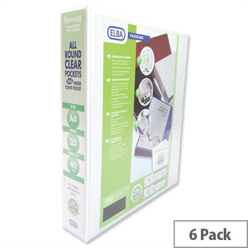 Elba Presentation A4 Ring Binder 40mm Capacity White 2 D-Ring 560315 Pack 6 Elba Presentation A4 Ring Binder 40mm Capacity White 2 D-Ring 560315 Pack 6