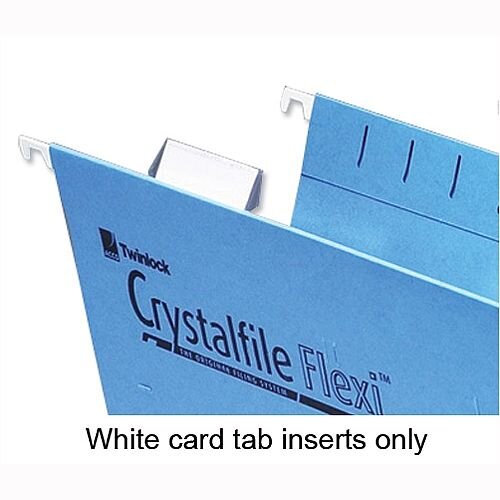 Card Inserts for Rexel Crystalfile Flexifile Suspension File Tabs White 3000058 Pack 50