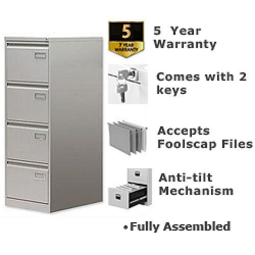 4-Drawer Filing Cabinet Goose Grey Bisley PSF