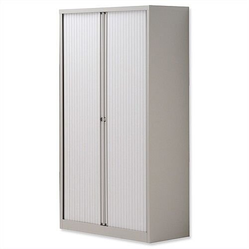 Tambour Cupboard Steel Side-opening W1000xD470xH1570-1585mm Grey Tambour Cupboard Steel Side-opening W1000xD470xH1570-1585mm Grey