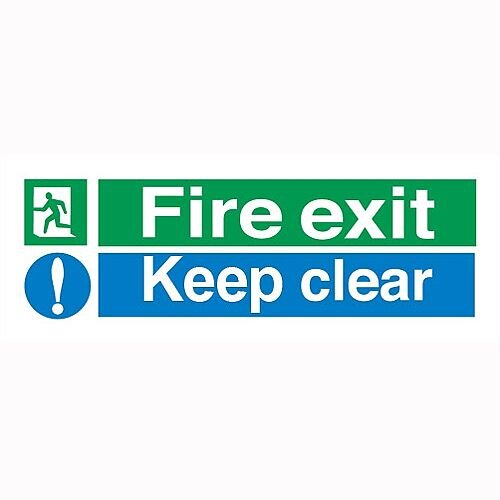 Stewart Superior Fire Exit Keep Clear Self Adhesive Vinyl Sign Standard