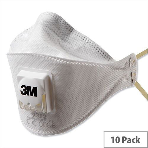 3M FFP1 Respirator Mask Valved Fold-flat Cool Flow Reinforced-material Pack 10