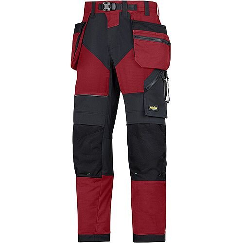 Snickers 6902 FlexiWork Trousers With Holster Pockets Chill Red - Black W36" L35" Size 152 WW1 Snickers 6902 FlexiWork Trousers With Holster Pockets Chill Red - Black W36" L35" Size 152 WW1
