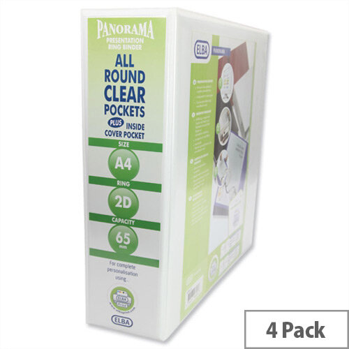 Elba A4 Presentation Ring Binder 65mm Capacity White 2 D-Ring 560335 Pack 4 Elba A4 Presentation Ring Binder 65mm Capacity White 2 D-Ring 560335 Pack 4