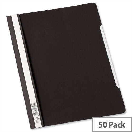 Durable Clear View Folder Plastic A4 with Index Strip Extra Wide Black Pack 50 Durable Clear View Folder Plastic A4 with Index Strip Extra Wide Black Pack 50