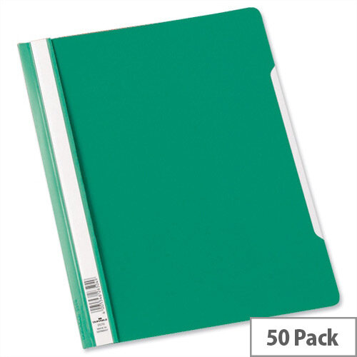 Durable Clear View Plastic Folder with Index Strip Extra Wide A4 Green 257005 Pack 50 Durable Clear View Plastic Folder with Index Strip Extra Wide A4 Green 257005 Pack 50