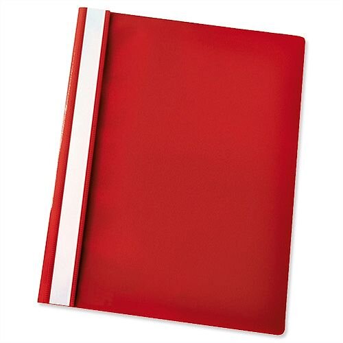 Esselte A4 Red Report Flat File Lightweight Plastic Clear Front Pack 25