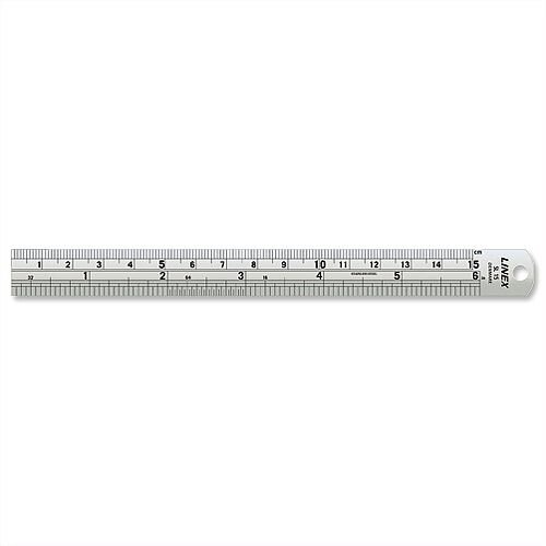 Linex Ruler Stainless Steel Imperial and Metric with Conversion Table 150mm Ref Lxesl15