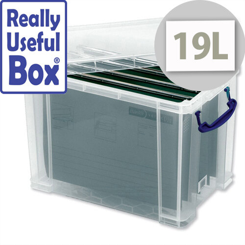 Filing Box Plastic 19 Litre with 10 A4 Suspension Files Really Useful Filing Box Plastic 19 Litre with 10 A4 Suspension Files Really Useful