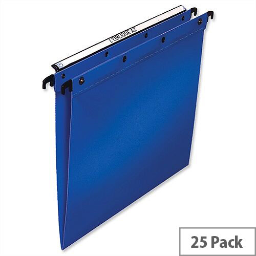 Elba Ultimate Vertical Foolscap Suspension File Polypropylene 15mm V Base Blue L380210 Pack 25