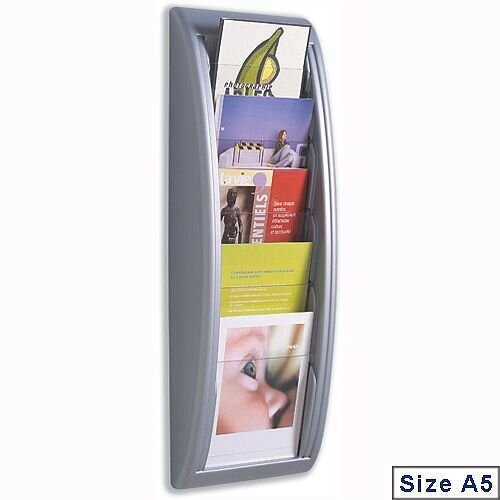 Quick Fit Literature Holder Wall-mount 5 x A5 Pockets Aluminium Quick Fit Literature Holder Wall-mount 5 x A5 Pockets Aluminium