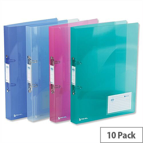 Rexel Ice A4 Assorted Ring Binder Plastic Standard 25mm Pack 10 Rexel Ice A4 Assorted Ring Binder Plastic Standard 25mm Pack 10