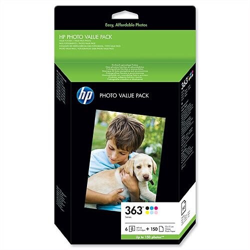 HP 363 Photo Value Pack 6 Colour Cartridges Photo Paper 150 Sheets Q7966EE HP 363 Photo Value Pack 6 Colour Cartridges Photo Paper 150 Sheets Q7966EE