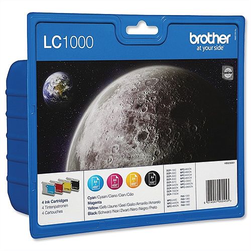 Brother LC1000 4 Colour Value Pack Ink Cartridges LC-1000BK/C/M/Y Brother LC1000 4 Colour Value Pack Ink Cartridges LC-1000BK/C/M/Y
