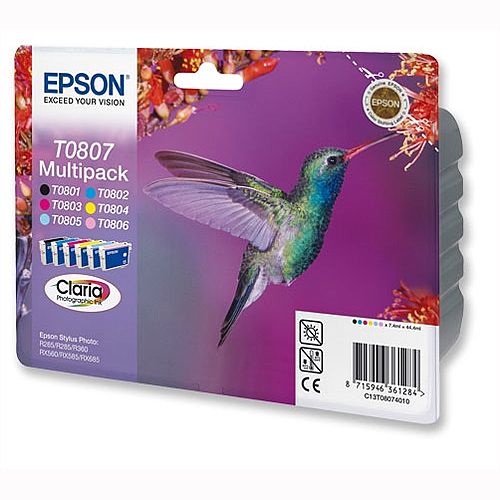 Epson T0807 6-Colour Ink Cartridge Hummingbird Series C13T08074011 Epson T0807 6-Colour Ink Cartridge Hummingbird Series C13T08074011