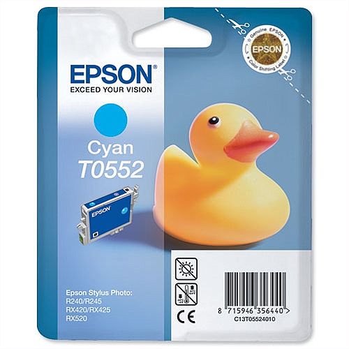 Epson (T0552) Cyan Original Ink Cartridge Capacity 290+ Pages (C13T05524010) Epson (T0552) Cyan Original Ink Cartridge Capacity 290+ Pages (C13T05524010)