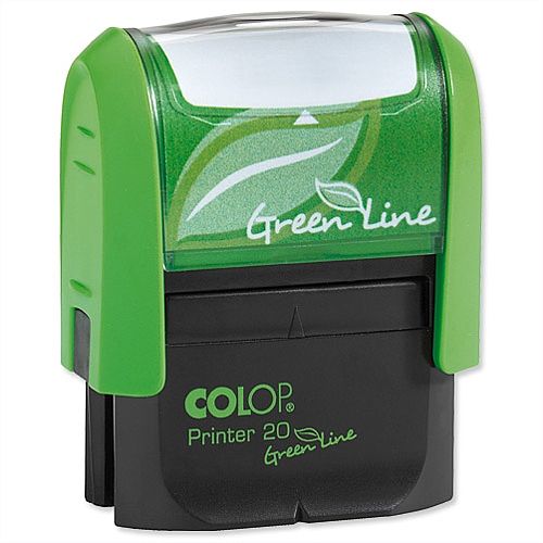 Colop Printer 20 Green Line Custom Stamp Self-Inking 4 Lines Text Imprint 37x13mm Ref 1082802204