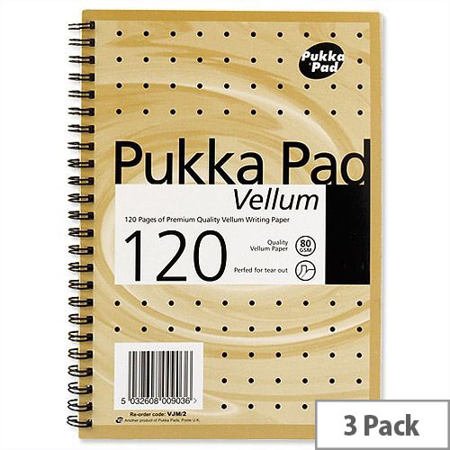 Pukka Pad A5 Wirebound Notebook Perforated Ruled 120pp Vellum VJM/2 Pack 3 Pukka Pad A5 Wirebound Notebook Perforated Ruled 120pp Vellum VJM/2 Pack 3