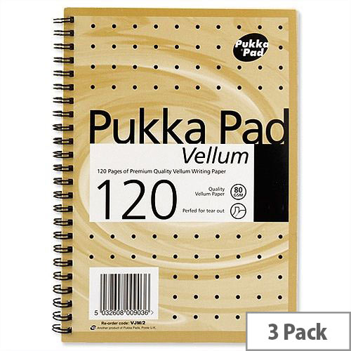 Pukka Pad A5 Wirebound Notebook Perforated Ruled 120pp Vellum VJM/2 Pack 3