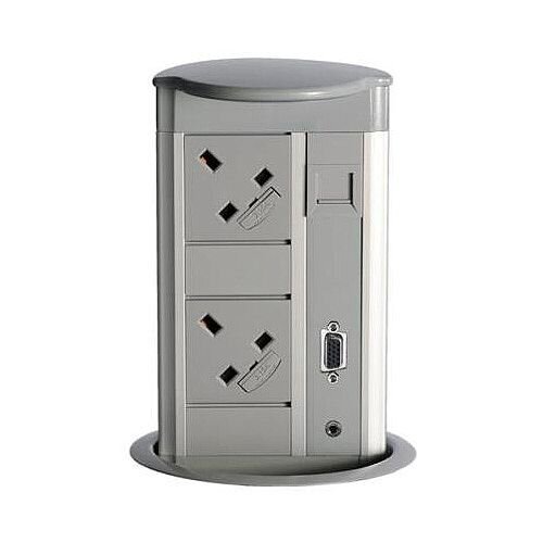 CMD Vertical Grey 2 x Power & 2 x Cat5e Data Outlets 83U235