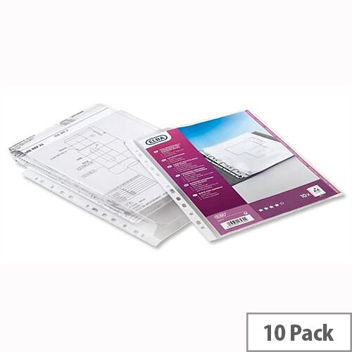 Elba Expanding Plastic Punched Pocket A4 Clear 120 Micron Pack 10