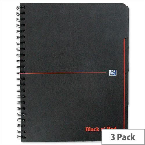 Black n' Red A4 Wirebound Project Book Polypropylene Cover 200 pages K66070 Pack 3