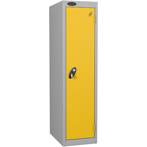 Probe 1 Door Low Locker Hasp & Staple Lock Extra Depth ACTIVECOAT W305xD460xH1210mm Silver Body Yellow Door