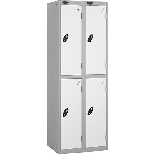Probe 2 Door Extra Deep Locker ACTIVECOAT W305xD460xH1780mm Nest of 2 Silver Body White Doors By Lion Steel Probe 2 Door Extra Deep Locker ACTIVECOAT W305xD460xH1780mm Nest of 2 Silver Body White Doors By Lion Steel