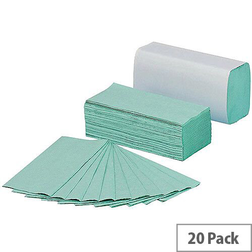 5 Star C Fold Paper Hand Towels 144 Towels Per Sleeve 20 Sleeves 230x305mm Green (Total 2880 Sheets)