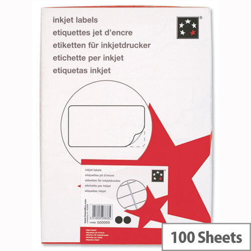 Office Address Labels Inkjet 16 per Sheet 99.1x34mm White 1600 Labels 5 Star