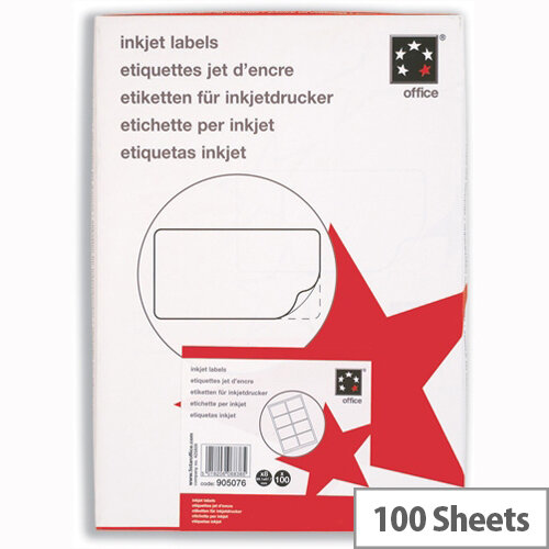 Office Address Labels 8 per Sheet 99.1 x 67.7mm White 800 Labels 5 Star Office Address Labels 8 per Sheet 99.1 x 67.7mm White 800 Labels 5 Star