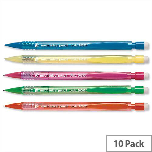 Disposable Mechanical Pencil Assorted Barrels Retractable 3 x 0.7mm Lead Pack 10 5 Star Disposable Mechanical Pencil Assorted Barrels Retractable 3 x 0.7mm Lead Pack 10 5 Star