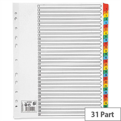 131 Extra Wide White Index A4 Coloured Mylar Tabs 5 Star Hunt Office UK