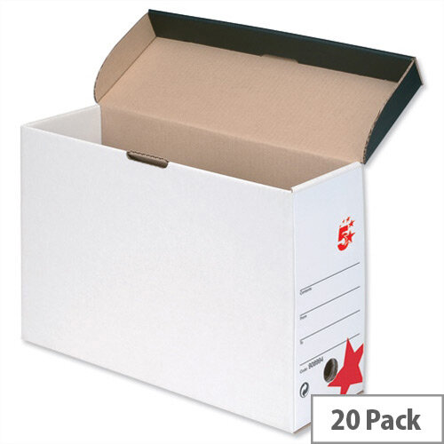 Transfer Case Hinged Lid Foolscap White and Black Pack 20 5 Star Transfer Case Hinged Lid Foolscap White and Black Pack 20 5 Star