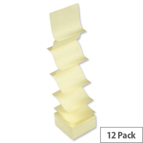 Sticky Notes Concertina Pad of 100 Sheets 76x76mm Yellow Pack 12 5 Star