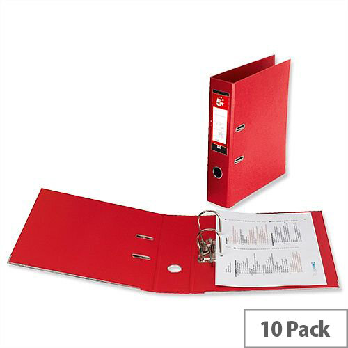 5 Star Office Lever Arch File Polypropylene Capacity 70mm Foolscap Red Pack of 10 5 Star Office Lever Arch File Polypropylene Capacity 70mm Foolscap Red Pack of 10