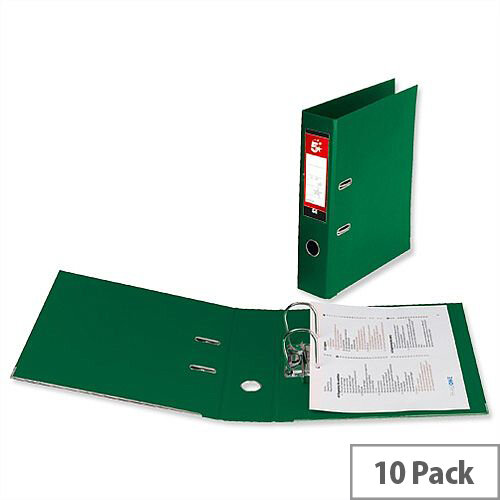 5 Star Office Lever Arch File Polypropylene Capacity 70mm Foolscap Green Pack of 10 5 Star Office Lever Arch File Polypropylene Capacity 70mm Foolscap Green Pack of 10