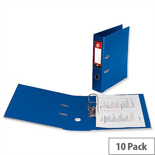 5 Star Office Lever Arch File Polypropylene Capacity 70mm Foolscap Royal Blue Pack of 10