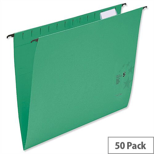 Suspension Files with Wrapover Bar Tabs and Inserts Green Foolscap Pack 50 5 Star