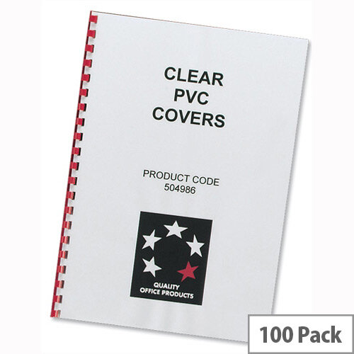 Comb Binding Covers PVC 200 micron A4 Clear Pack 100 5 Star