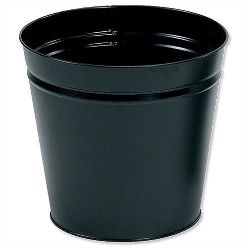 5 Star Office Waste Desk Bin Round Steel Scratch Resistant D300xH280mm 15 Litres Black